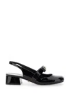 Versace Black Ballerina Shoes With Heel And Medusa Detail On The Front In Shiny Leather Woman In Multicolor