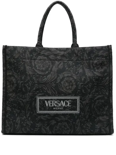 VERSACE BLACK BAROCCO ATHENA TOTE BAG
