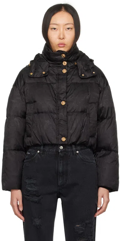 Versace Barocco-print Medusa-motif Puffer Jacket In 1b000-black
