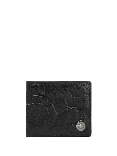 Versace Black Barocco-embossed Bi-fold Wallet