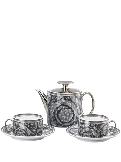 Versace Black Barocco Haze Porcelain Tea Set