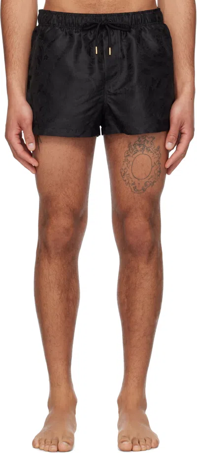 Versace Black Barocco Jacquard Swim Shorts In 1b000-black
