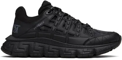 Versace Barocco Jacquard Trigreca Sneakers In Black