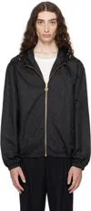 Versace Black Barocco Jacquard Windbreaker Jacket In Black