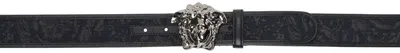 Versace Black Barocco 'la Medusa' Belt In Black-ruthenium