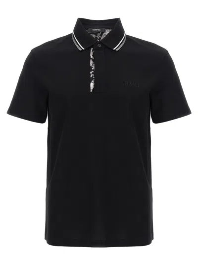 Versace Black Barocco Polo Shirt