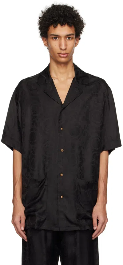 Versace Black Barocco Pyjama Shirt In 5b050 Black+grey