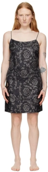 Versace Black Barocco Slip Dress In 5bc10-black