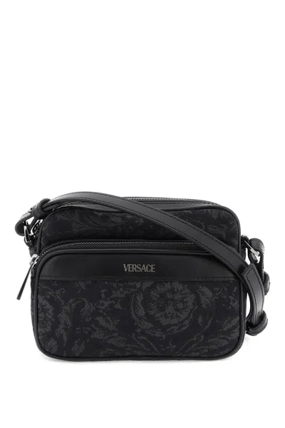 Versace Black Baroque Messenger Handbag For Men