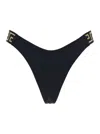 Versace Black Bikini Bottoms With Greca Motif Detail And High Cut In Tech Fabric Stretch Woman In Black