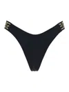 Versace Black Bikini Bottoms With Greca Motif Detail And High Cut In Tech Fabric Stretch Woman