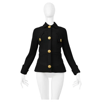 Pre-owned Versace Black Bondage Jacket With Gold Buttons 1992