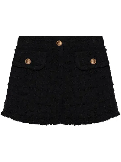VERSACE BLACK BOUCL TWEED SHORTS