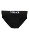 Versace Black Briefs With Elastic Waistband And Logo In Black
