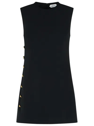 Versace Black Cady Medusa Button Viscose Midi Dress