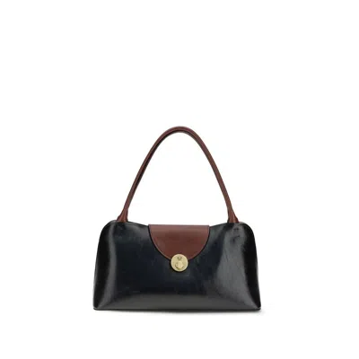Versace Black Calf Leather Bos Taurus Shoulder Bag In Blue