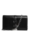 Versace Black Calfskin Leather Chain Strap Shoulder Crossbody Bag
