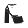 Versace Black Calfskin Platform Pumps In Black