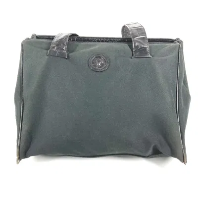 Pre-owned Versace Black Canvas Leather Shoulder Bag Tote Bag ()