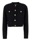 Versace Black Cardigan With Jewel Buttons In Tweed Woman In Black