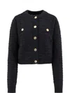 Versace Black Cardigan With Jewel Buttons In Black