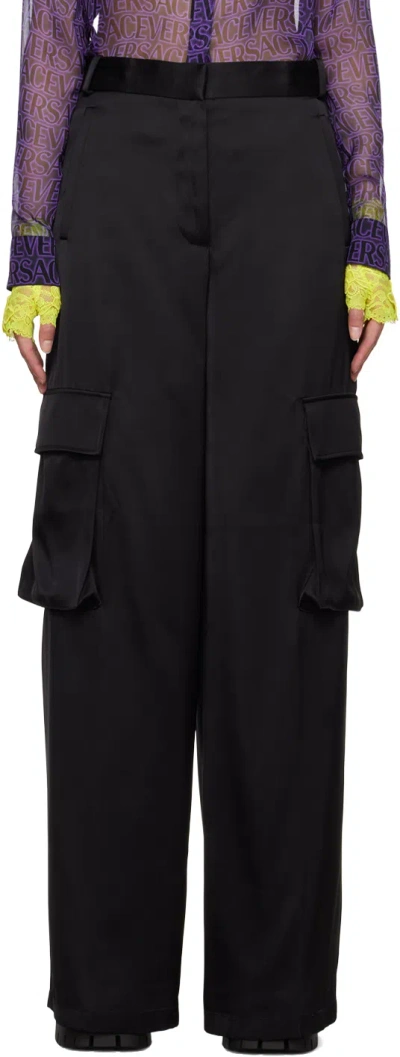 Versace Black Cargo Pocket Trousers In 1b000 Black