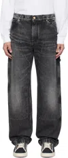 Versace Stone Denim Jeans With Belt Loops In 1d810-medium Black