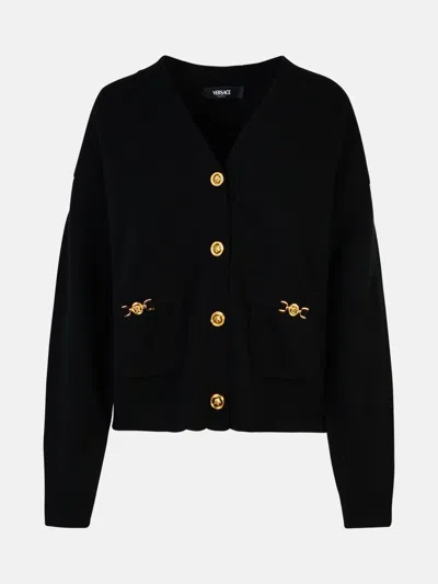 Versace Black Cashmere Blend Cardigan