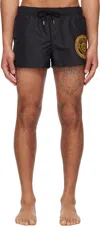 Versace Logo-printed Swim Shorts In 5b000-black+gold