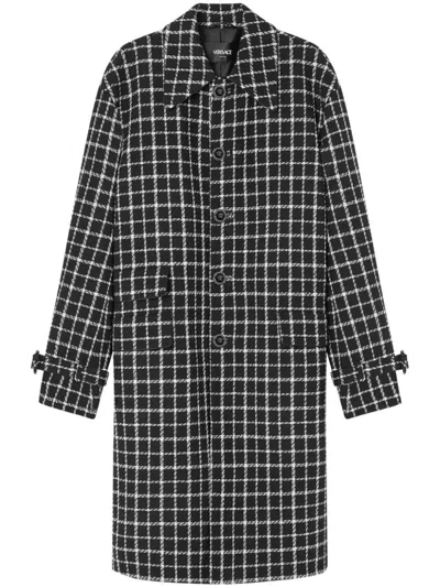 VERSACE CHECKED TWEED WOOL COAT - MEN'S - POLYAMIDE/VIRGIN WOOL