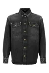 Versace Button-up Denim Jacket In Black