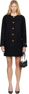 Versace Collarless Felted-wool Long Caban Coat In 1b000-black