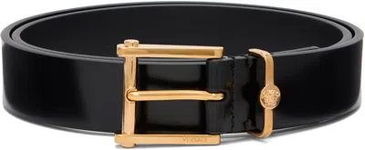 Versace Black Column Leather Belt In Pattern