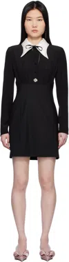 Versace Pearl-detailed Long-sleeved Mini Dress In 1b000 Black
