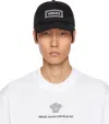 Versace Black Cotton Drill Embroidered Cap In 2b020-black+white