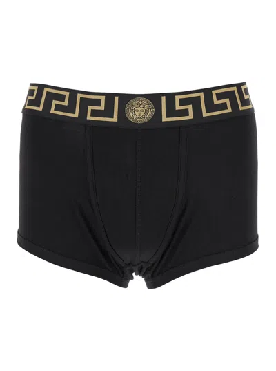 VERSACE BLACK COTTON GRECA BOXR TWO PIECES