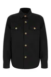 Versace Gabardine Shirt With Chest Pockets And Cuffed Sleeves In Black