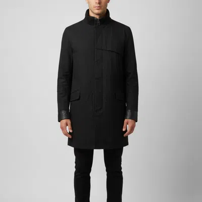 Pre-owned Versace Black Cotton Leather Trim Field Jacket Xl
