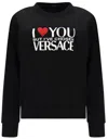 Versace Black Cotton Logo Sweatshirt In Black
