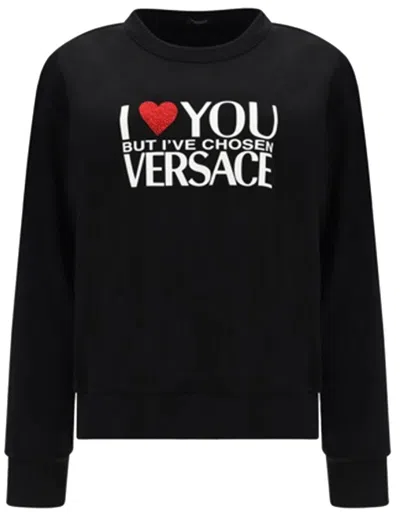 VERSACE BLACK COTTON LOGO SWEATSHIRT