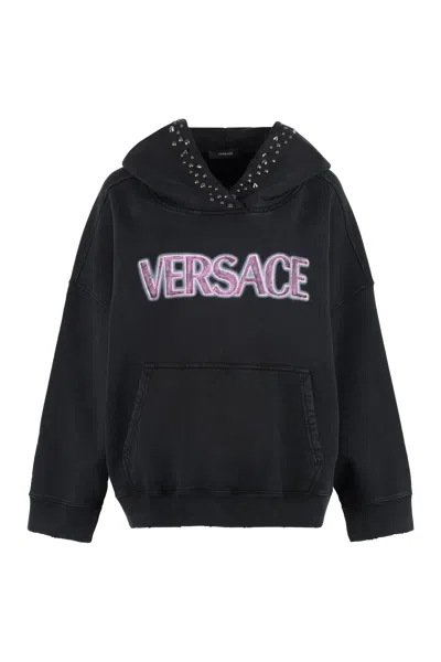 Versace Black Cotton Oversize Sweatshirt