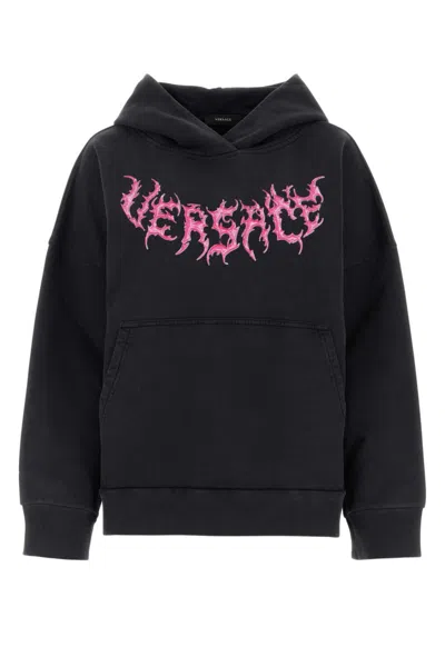 VERSACE BLACK COTTON OVERSIZE SWEATSHIRT