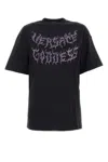 Versace Punkish Logo Print Cotton T-shirt In Black