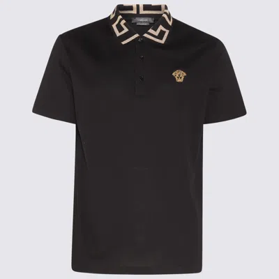 VERSACE BLACK COTTON POLO SHIRT