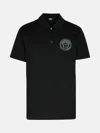 Versace Black Cotton Polo Shirt In Black