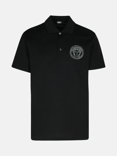 Versace Black Cotton Polo Shirt