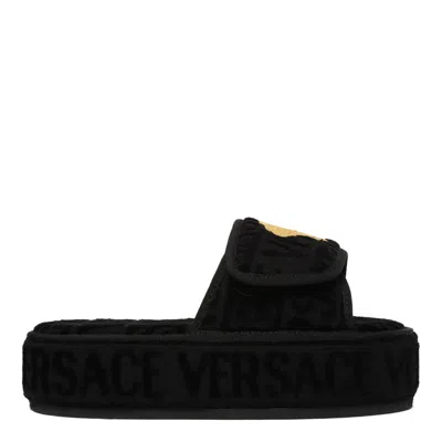 Versace Black Cotton Sandal