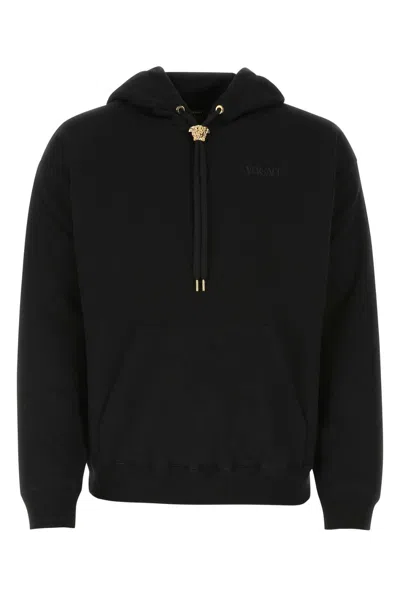 Versace Black Cotton Sweatshirt In 1b000