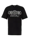 Versace Black T-shirt With Medusa Head Logo Print On The Front In Cotton Man