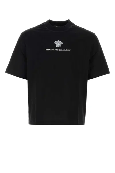 VERSACE BLACK COTTON T-SHIRT